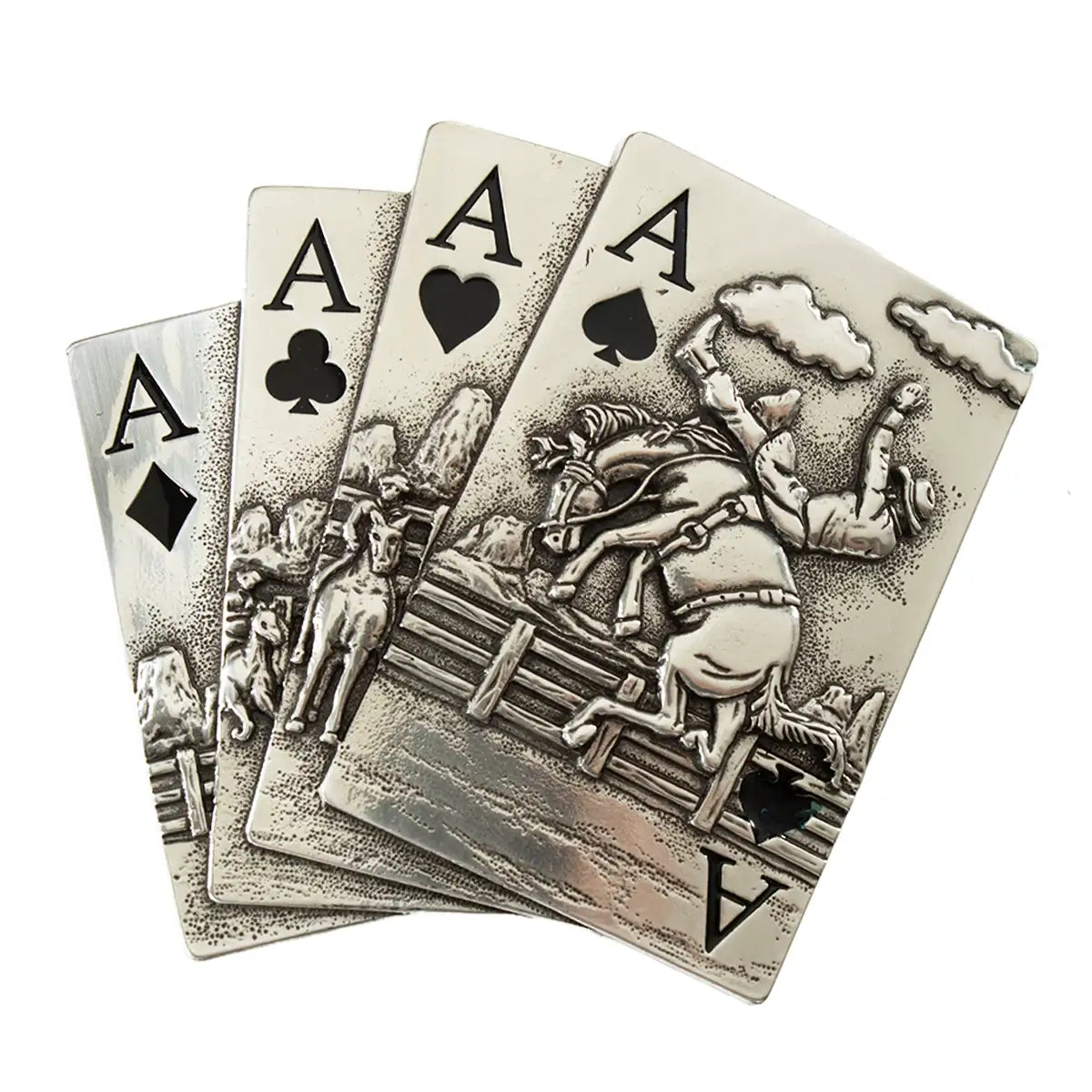 Nocona Blazin' Aces - Belt Buckle Silver