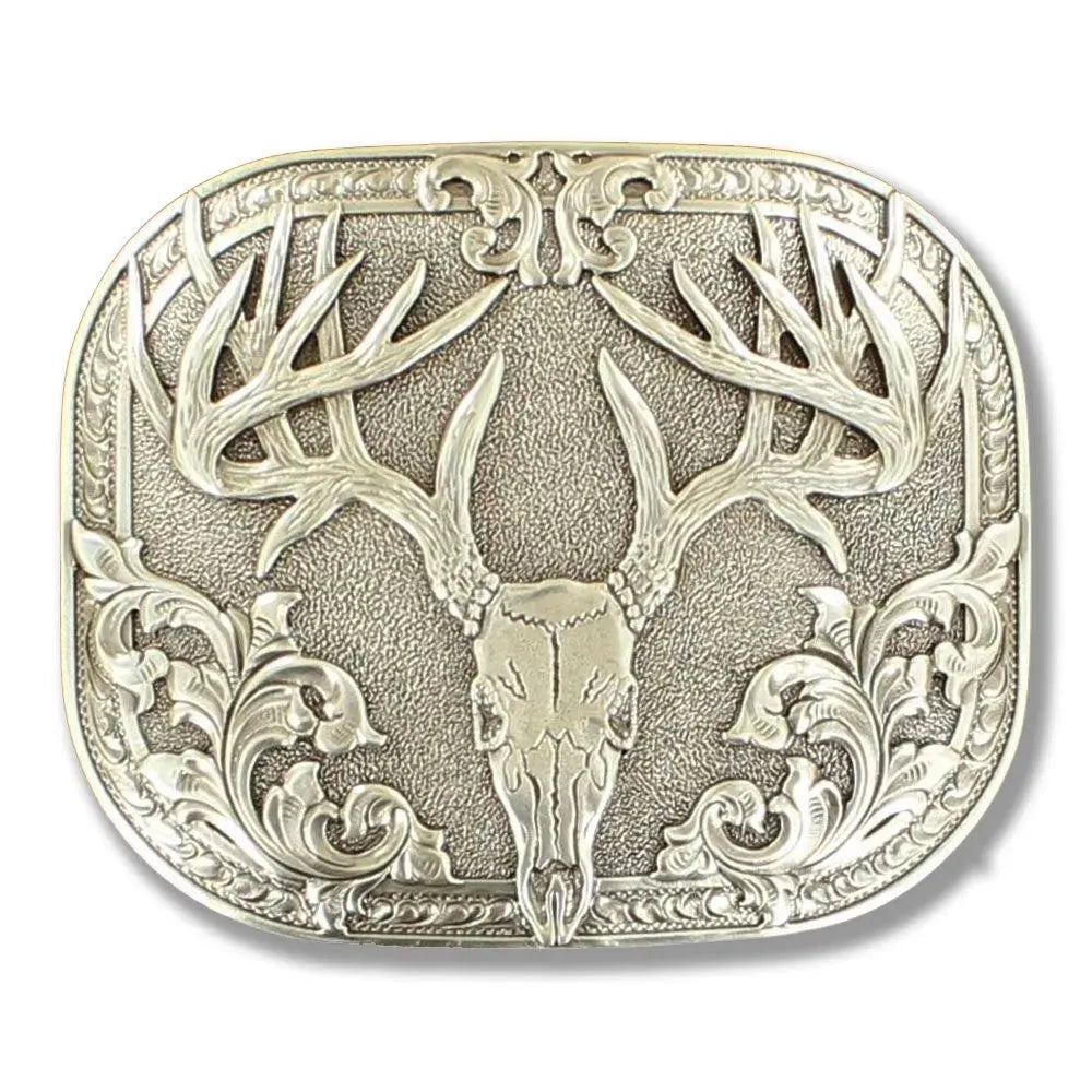 Nocona Deer Skull - Belt Buckle Silver