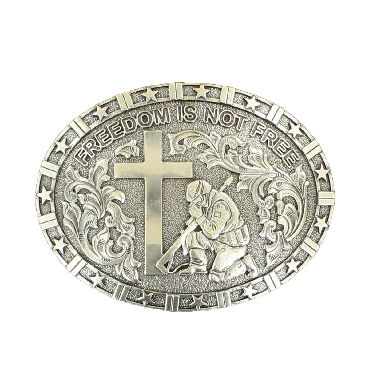 Nocona Military Prayer - Belt Buckle Silver