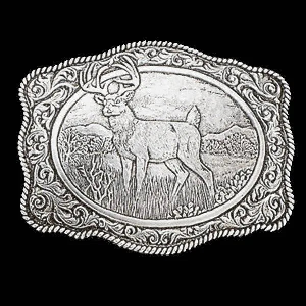 Crumrine Deer Hunter - Belt Buckle Silver
