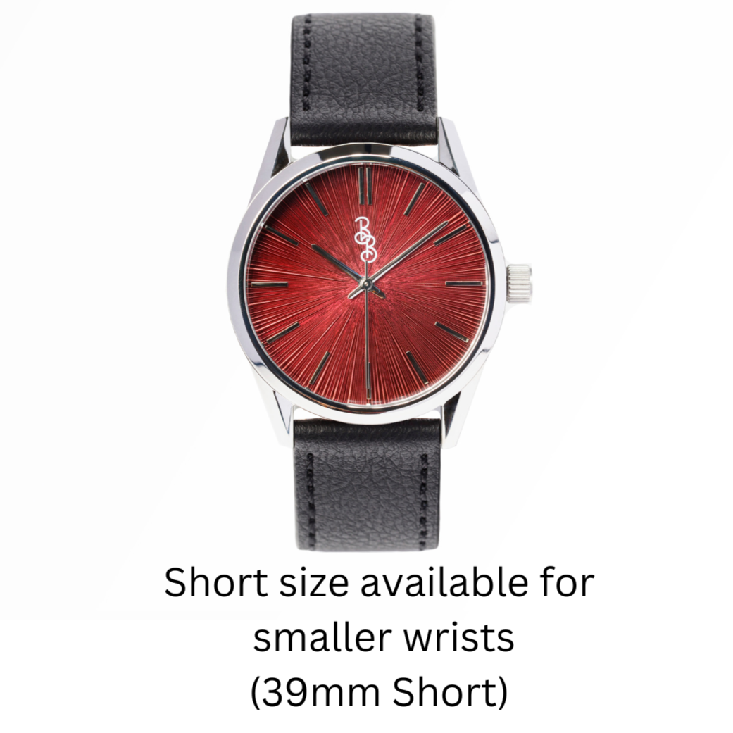 Burgundy Sunburst Watch 39mmShort Black Appleskin