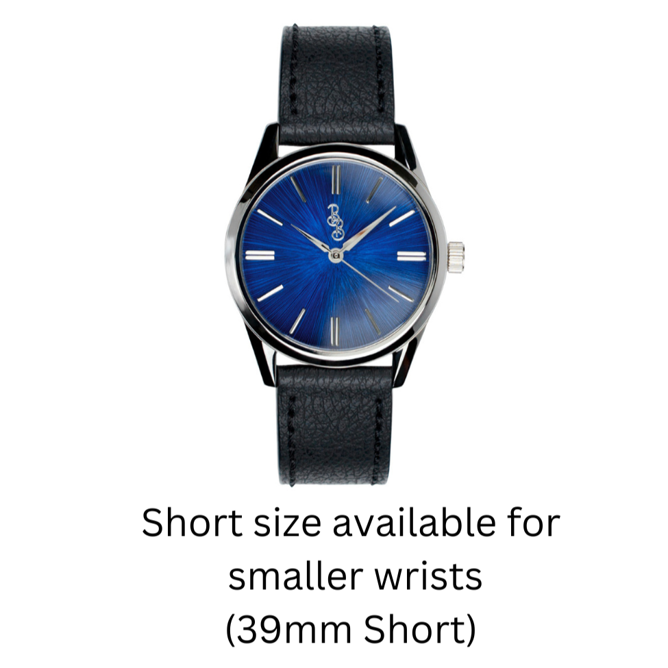 Blue Sunburst Watch 39mmShort Black Appleskin