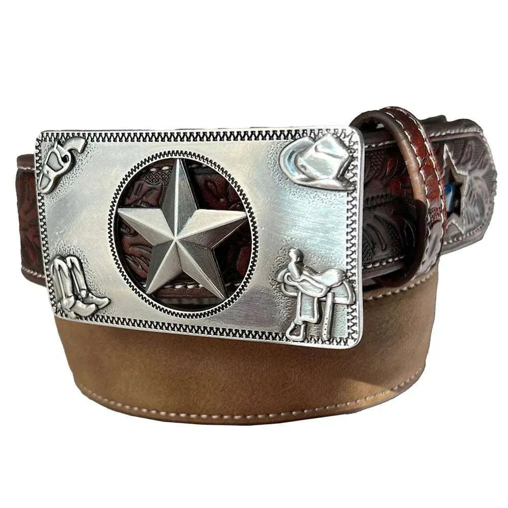 3D Star Buckle Light Up - Children's Belt (Closeout) Brown