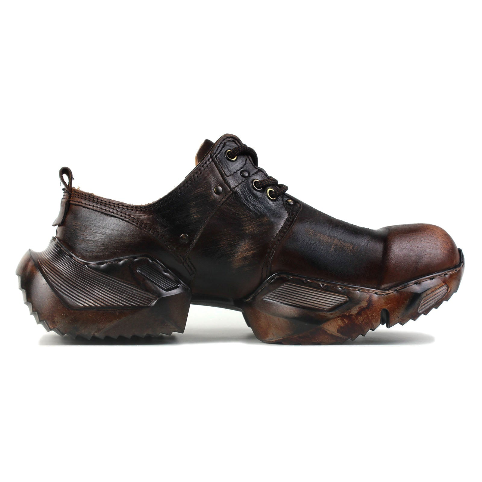 Men's Leather athletic walking Moto Boots OS-5008-S-2 Vintage Brown