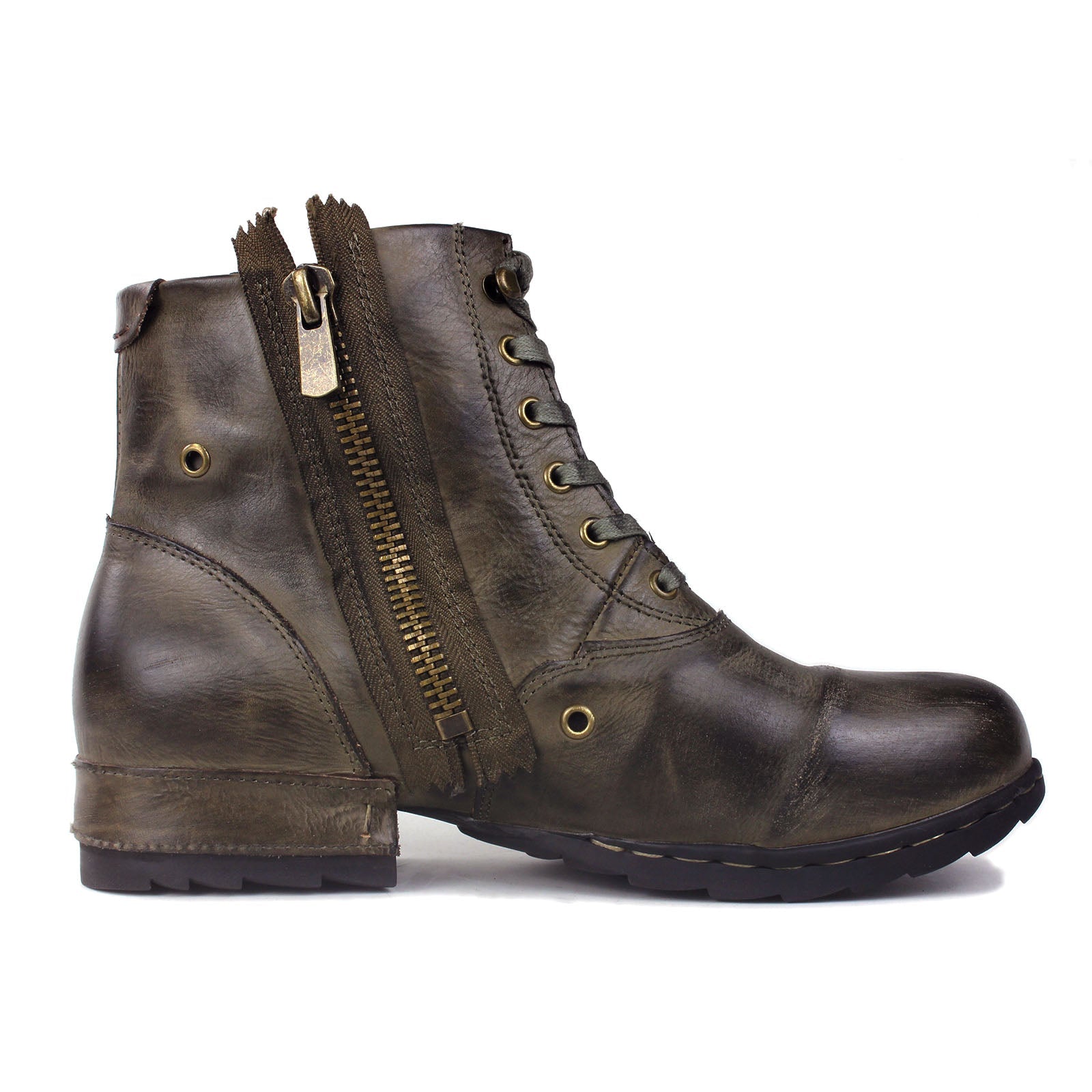 Men's Leather Ankle Moto Boots OS-5008-8-Retro-G