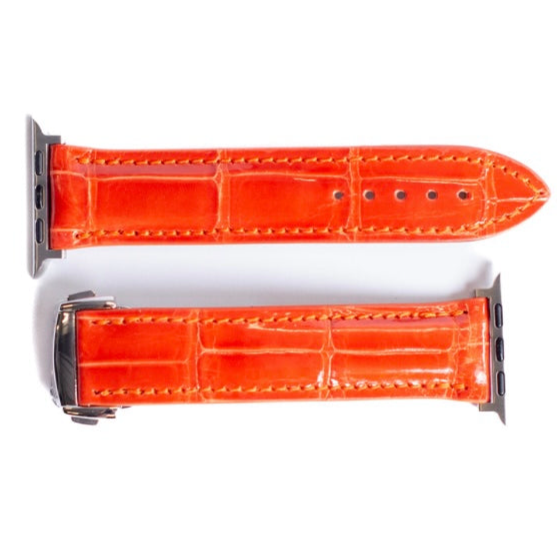 Apple Watch Band, Orange Glazed Alligator