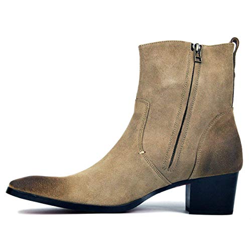 Dress Boot for Men Suede Leather Chelsea Boots Casual Heel Shoes OS-JY002-US Beige
