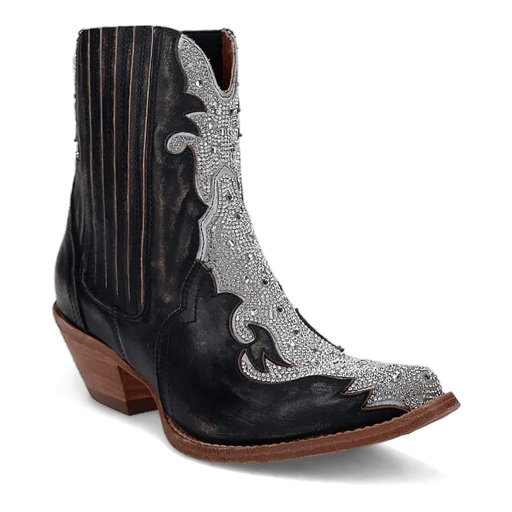 Dan Post Crystal - Women's Leather Cowgirl Boots Black Regular