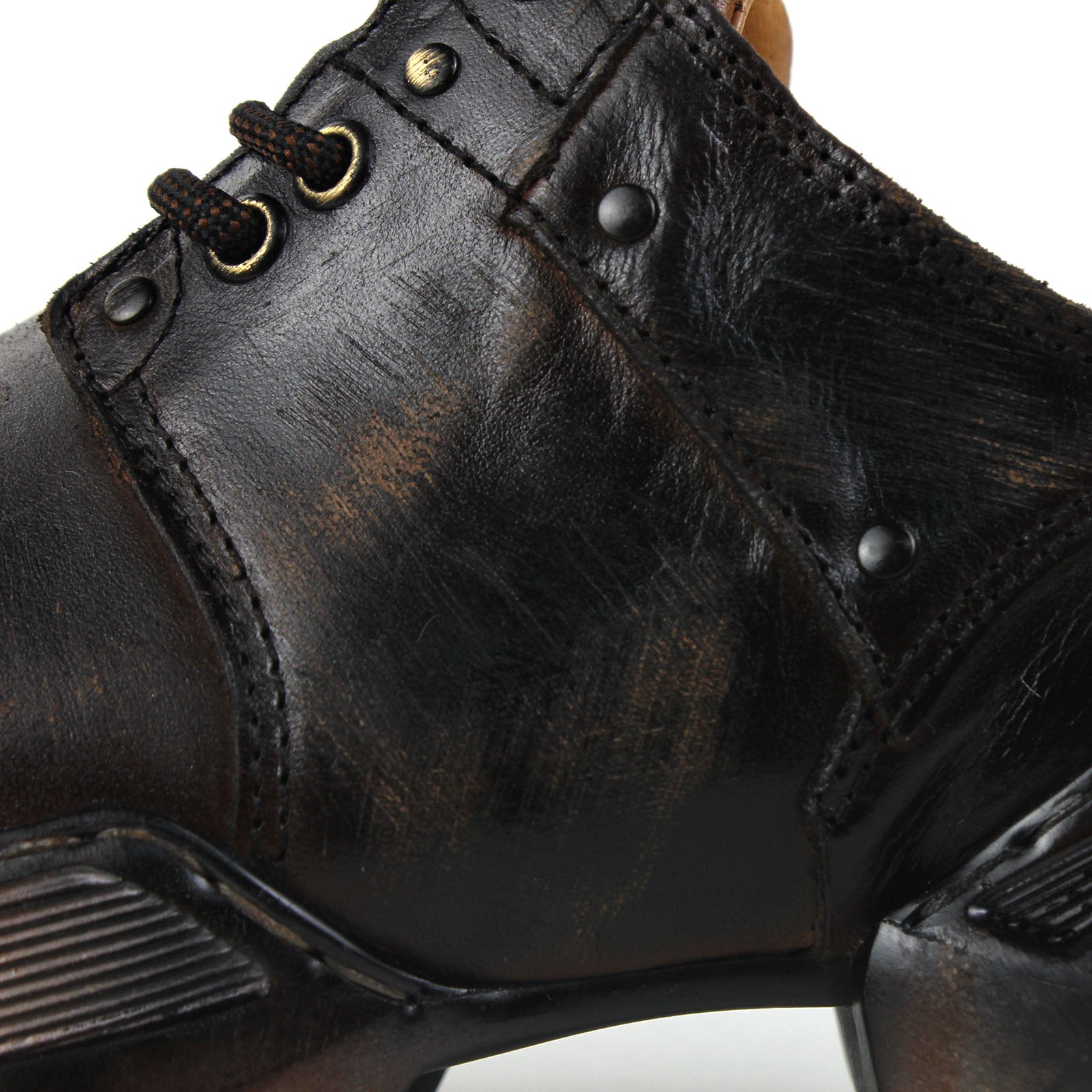 Men's Leather athletic walking Moto Boots OS-5008-S-2 Vintage Brown