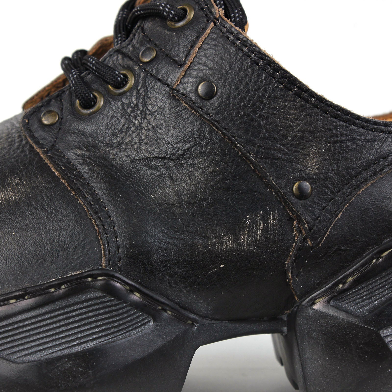 Men's Leather athletic walking Moto Boots OS-5008-S-2 Vintage Brown