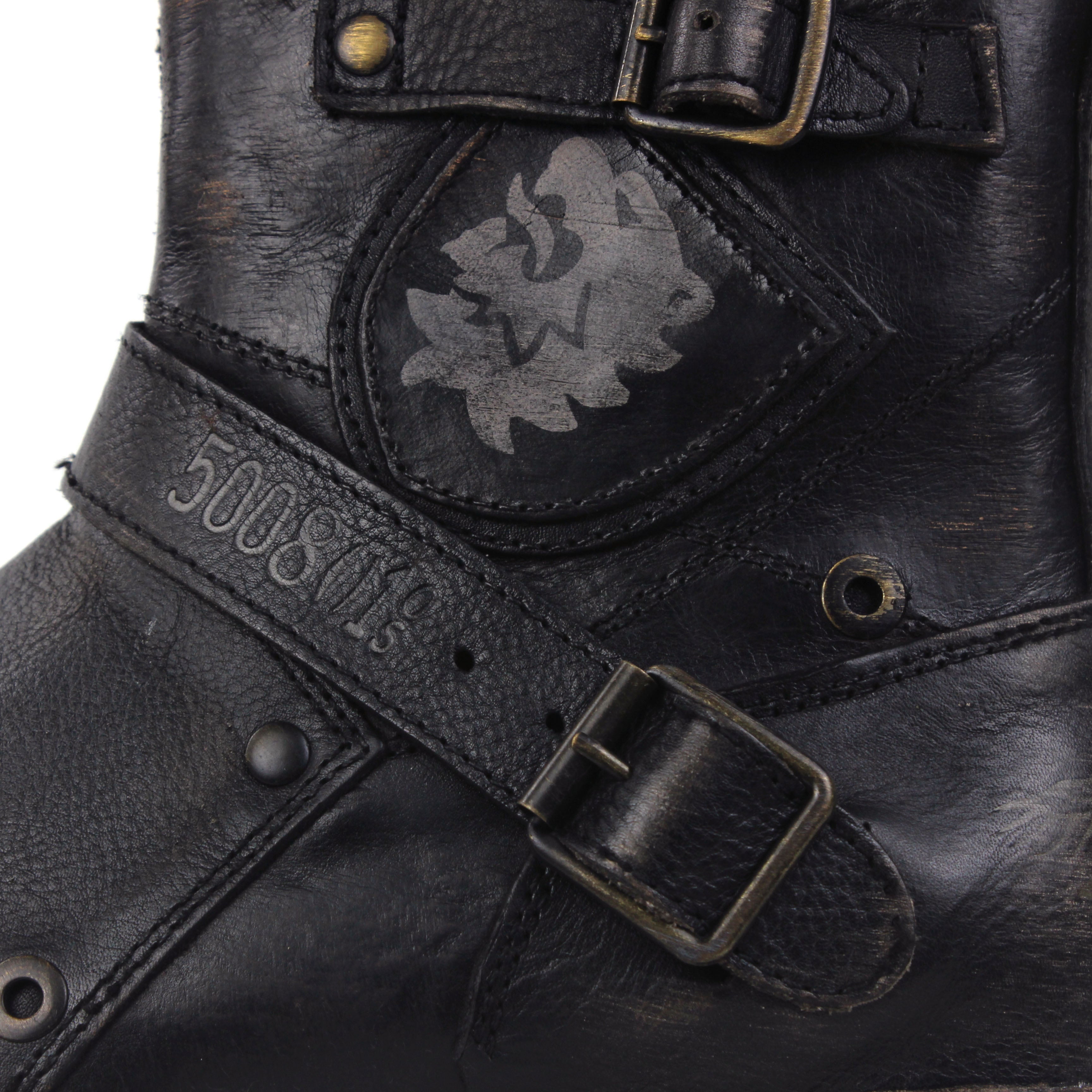 Men's Leather Ankle Moto Boots OS-5008-1-BS