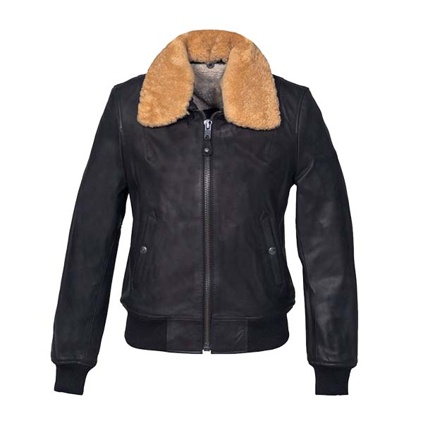 Women's Astral Genuine Leather Bomber Jacket Black