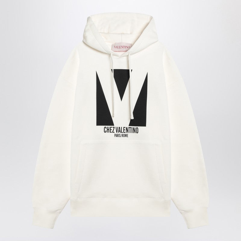 Valentino Ivory Sweatshirt With Chez Valentino Print Men