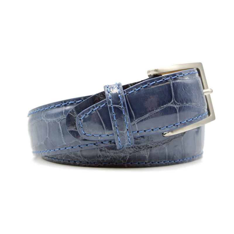 70-100-DNM ALLIGATOR Belt, Denim Denim
