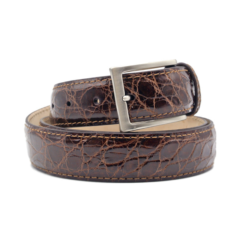 71-155-CGN CAIMAN CROCODILE Belt, Cognac Cognac