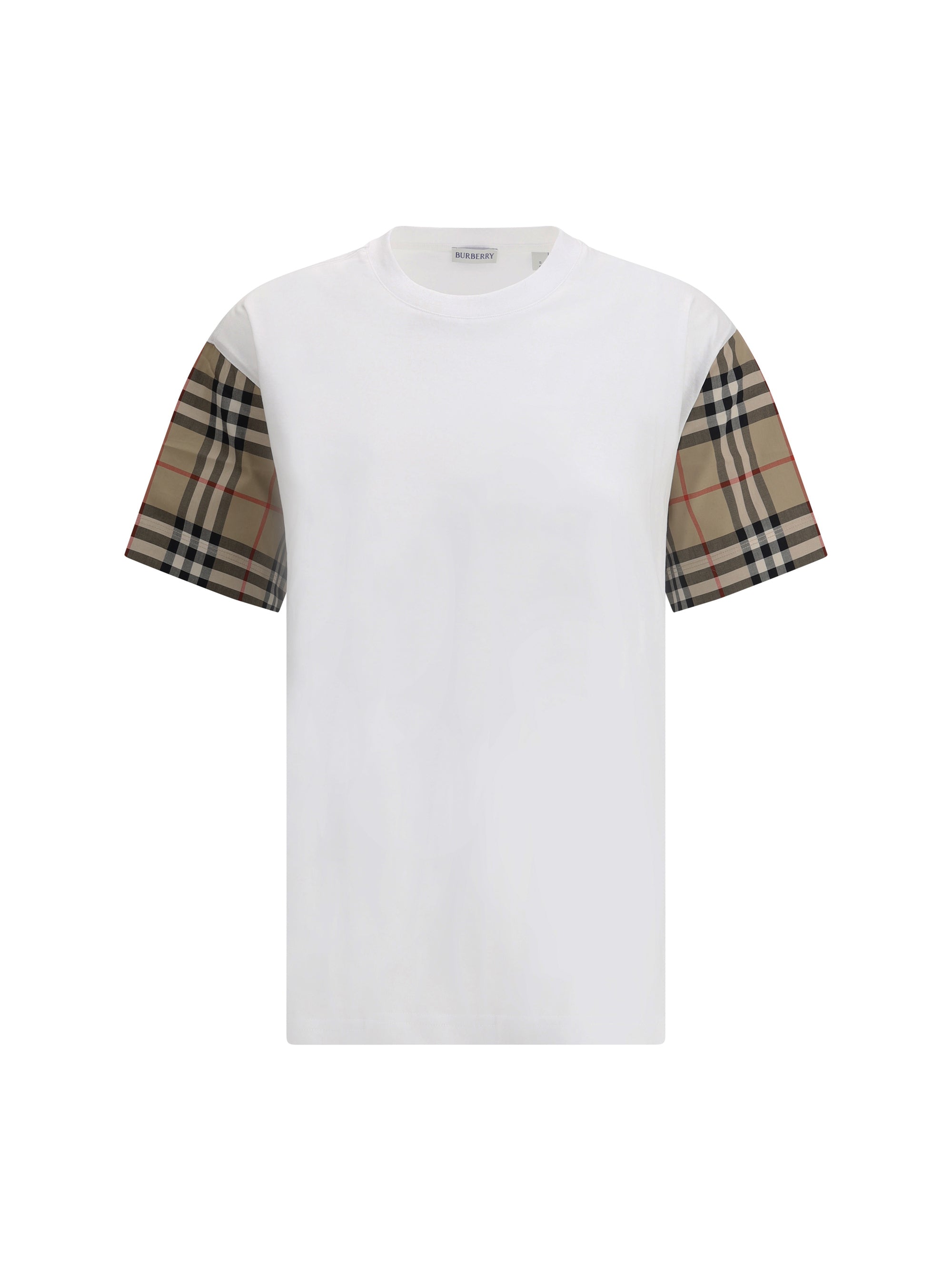 Burberry Women Check Archive Sleeve T-Shirt