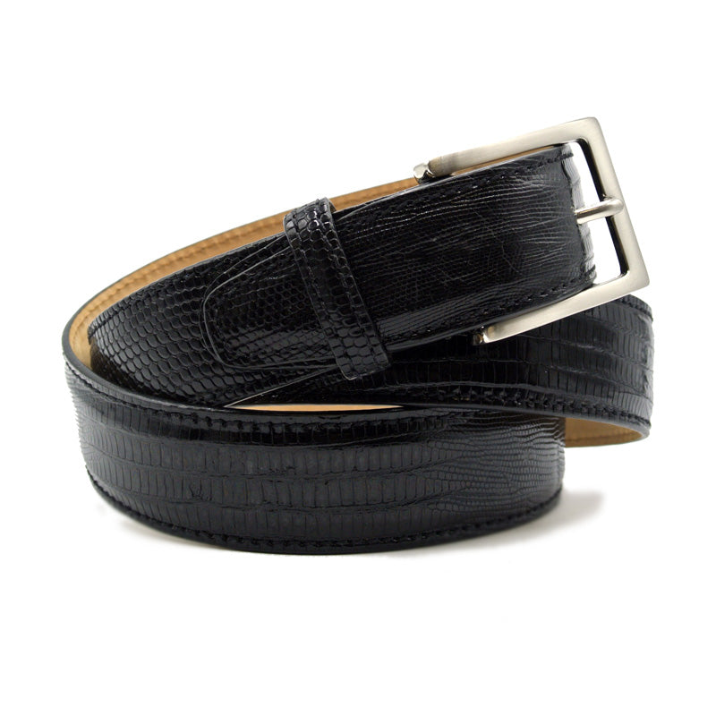 74-350-BLK BELT TEJU LIZARD, Black Black