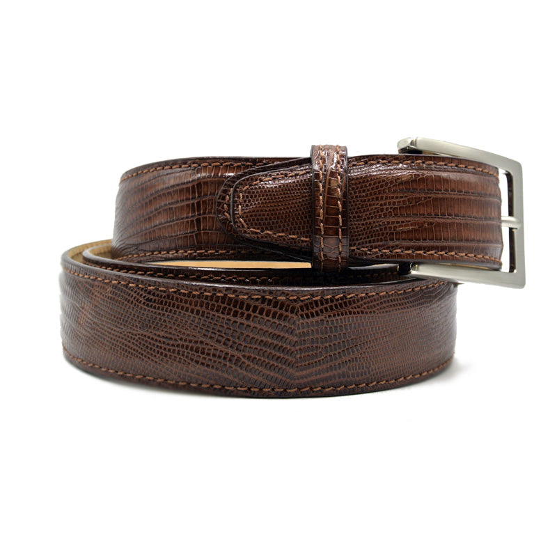 74-350-CGN BELT TEJU LIZARD, Cognac Cognac