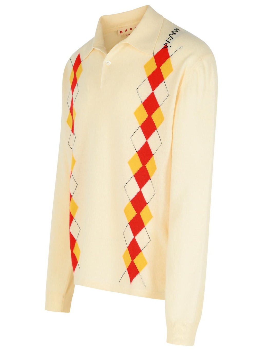 Marni Ivory Virgin Wool Polo Shirt Men