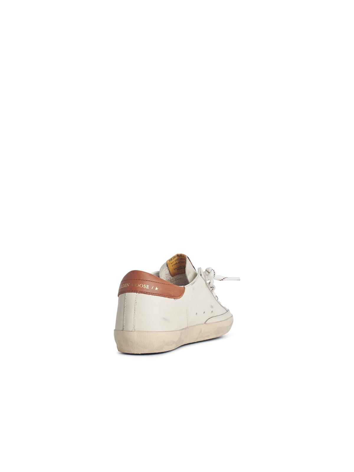 Golden Goose Super-Star' White Leather Sneakers With Grey Suede Star And Brown Heel Men