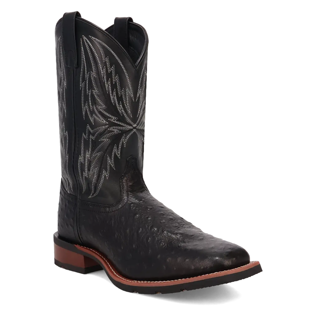 Laredo Stride - Men's Ostrich Leather Cowboy Boots Black