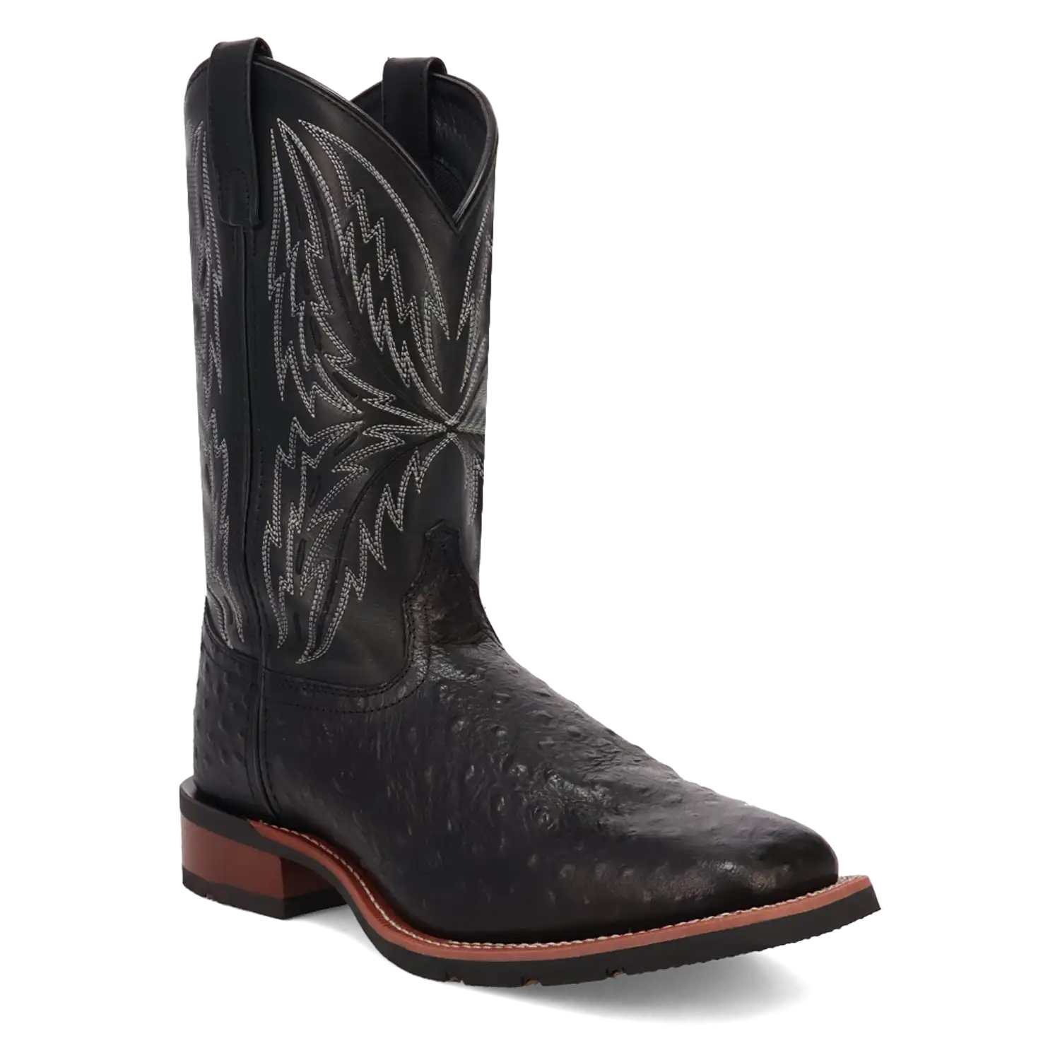 Laredo Stride - Men's Ostrich Leather Cowboy Boots Black