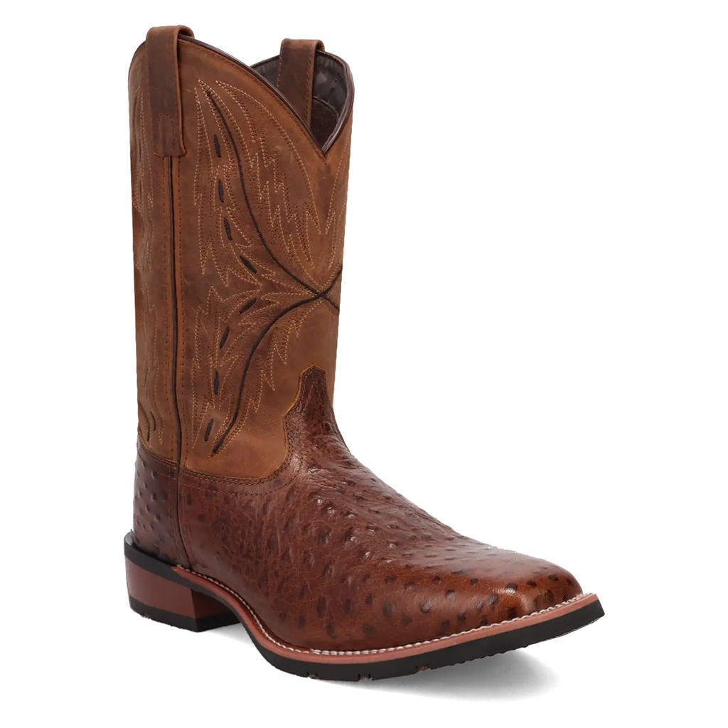 Laredo Stride - Men's Ostrich Leather Cowboy Boots Chocolate