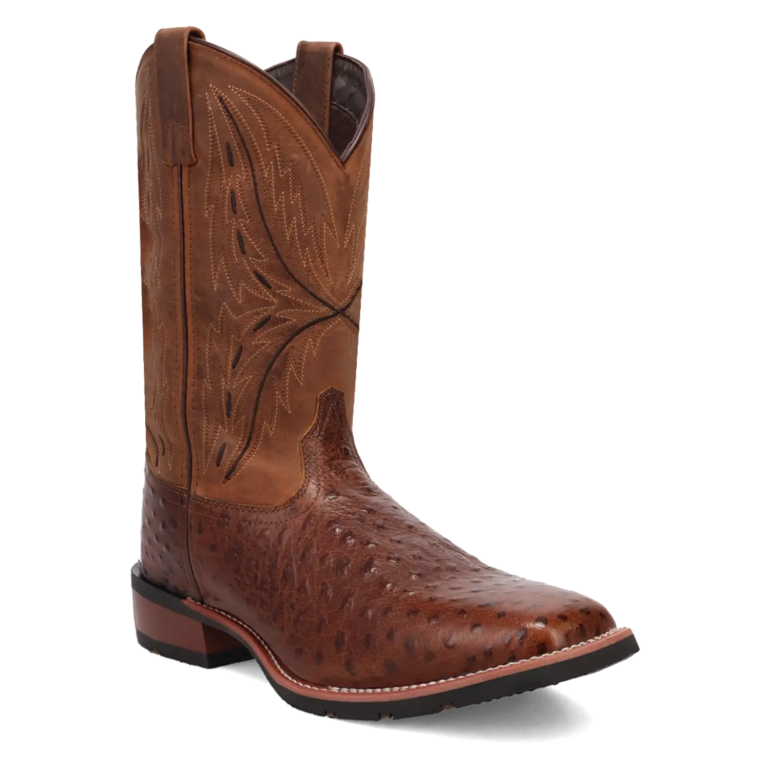 Laredo Stride - Men's Ostrich Leather Cowboy Boots Chocolate