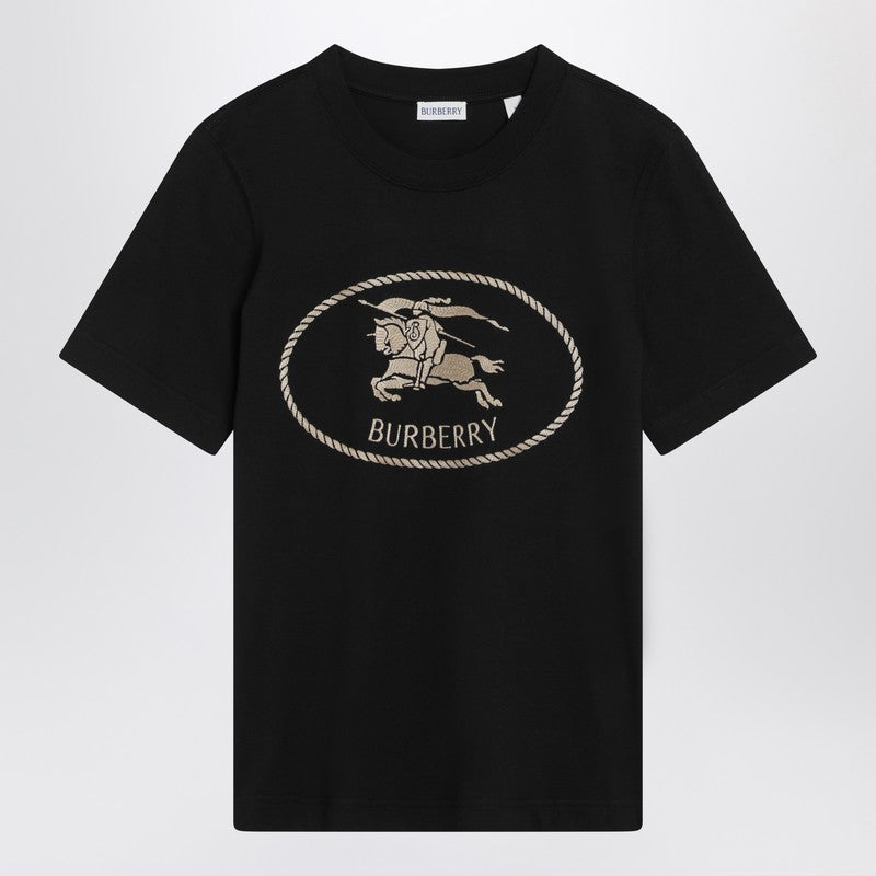 Burberry Black T-Shirt With Equestrian Knight Design Women