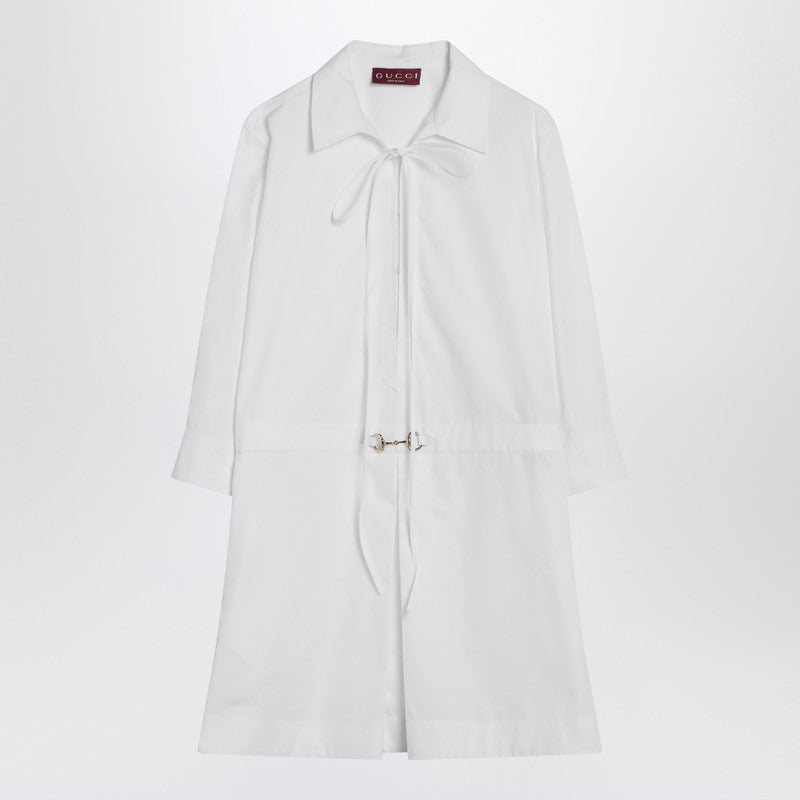 Gucci White Shirtdress In Cotton Poplin Women