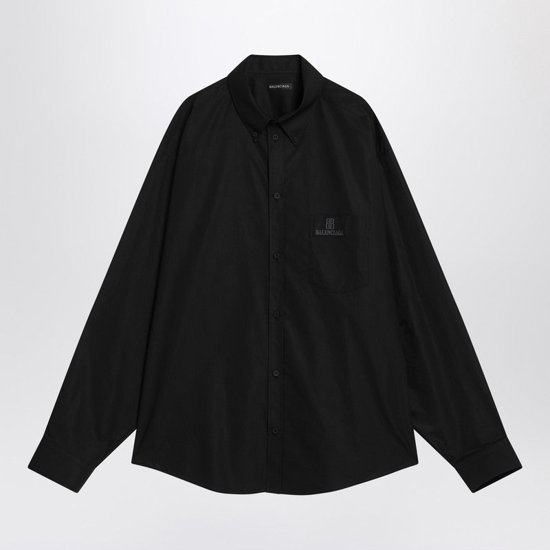 Balenciaga Black Cotton Shirt With Logo Men