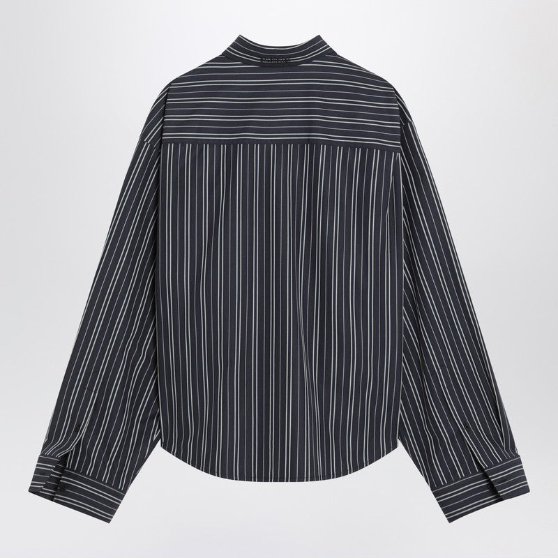 Balenciaga Navy Blue Striped Cotton Shirt Women