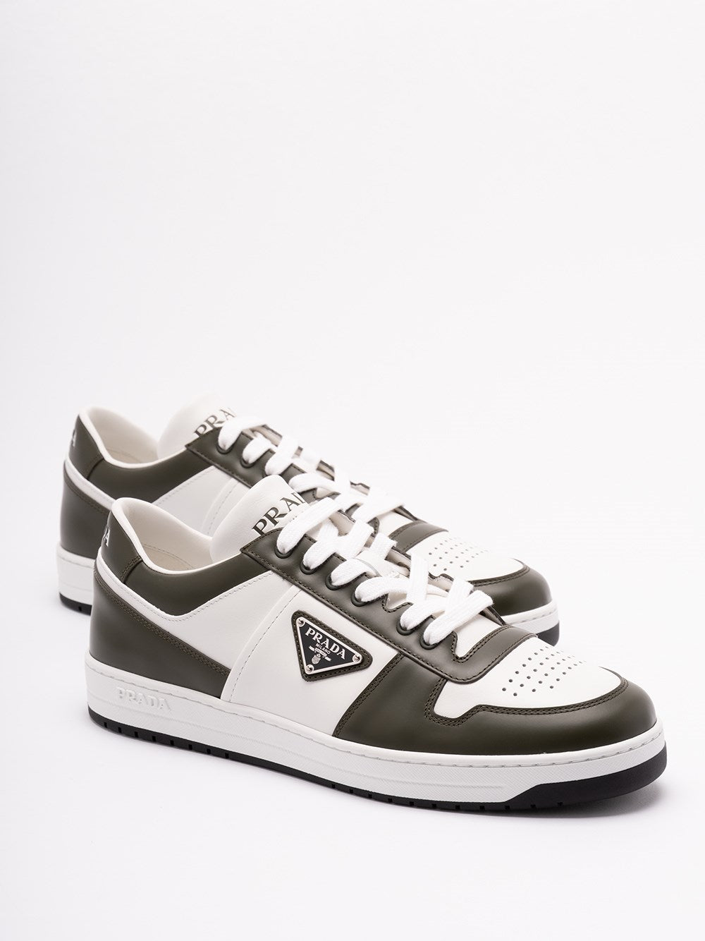 Prada Men `Downtown` Leather Sneakers