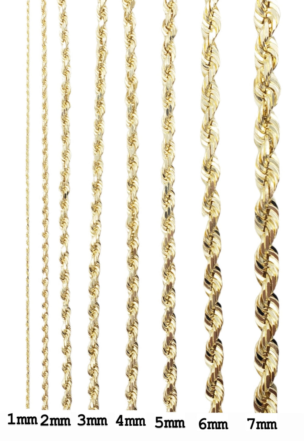 10K Gold- Solid Rope Chain (Yellow Gold) 1.5 MM 22 INCHES