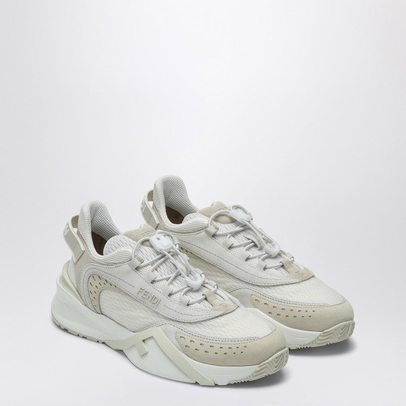 Fendi Fendi Flow Sneaker In White Mesh And Suede Women