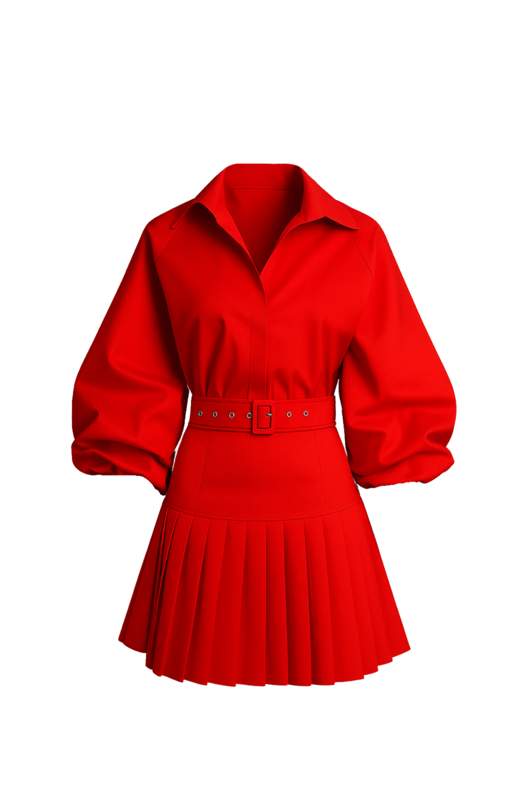 Passion in Paris Bubble Sleeve Skirt Set Red