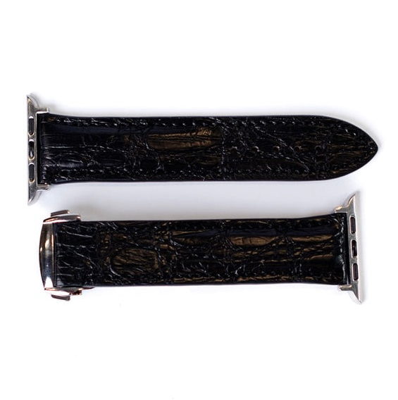 Apple Watch Band, Black Glazed Alligator