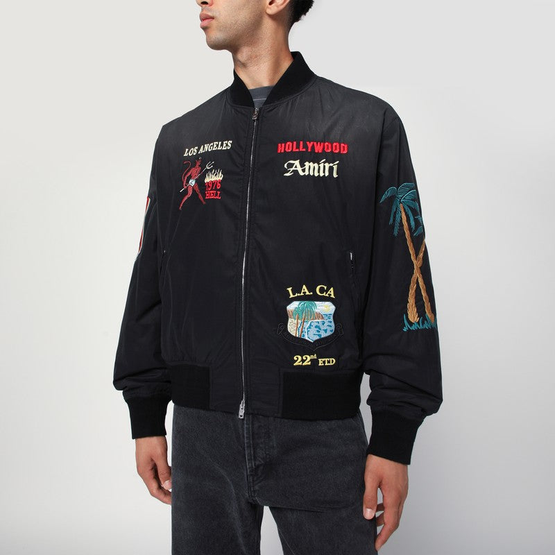 Amiri Black Cotton And Nylon Bomber Jacket Men