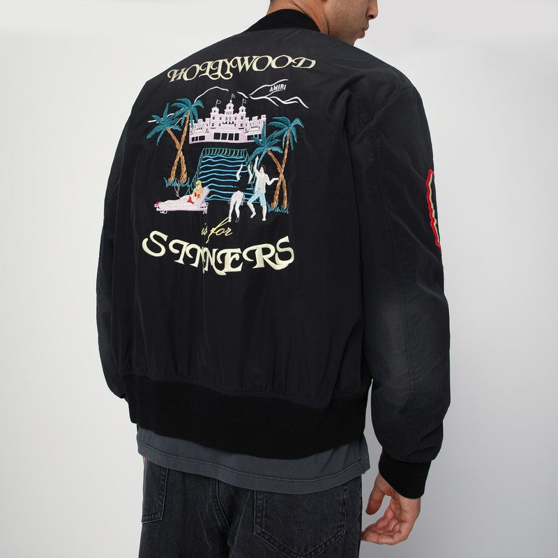 Amiri Black Cotton And Nylon Bomber Jacket Men