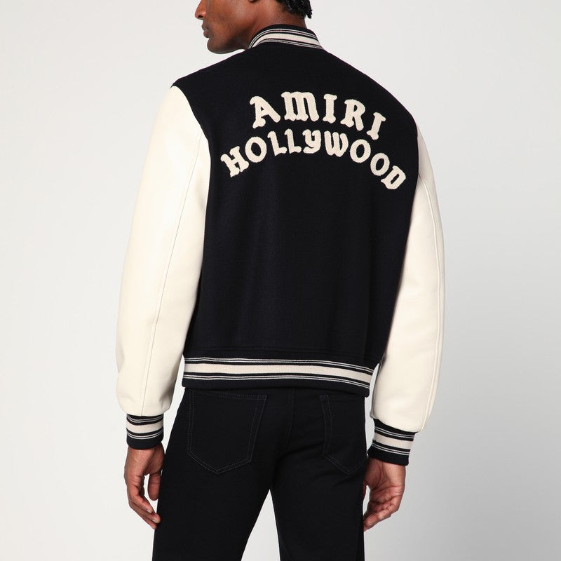 Amiri Black/Ivory Wool Blend Bomber Jacket Men