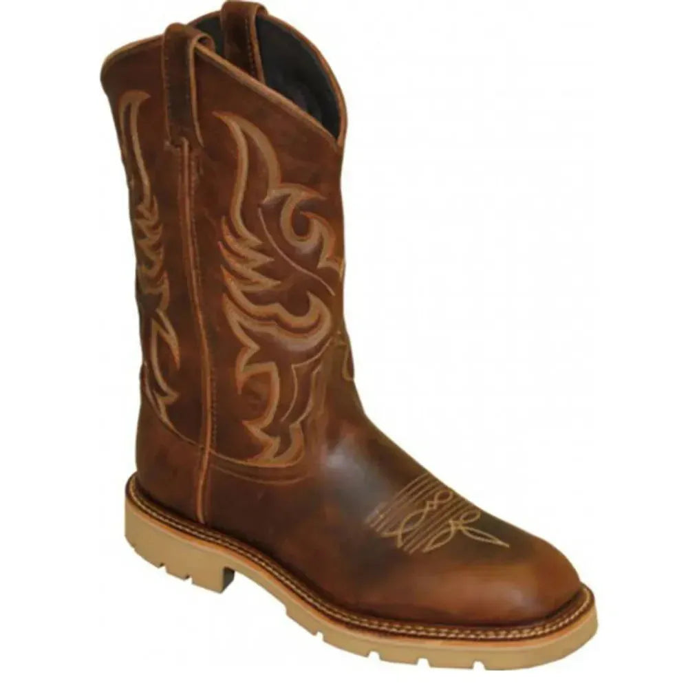 Abilene Crossover (Broad Square Toe) - Men's Leather Cowboy Boots Brown