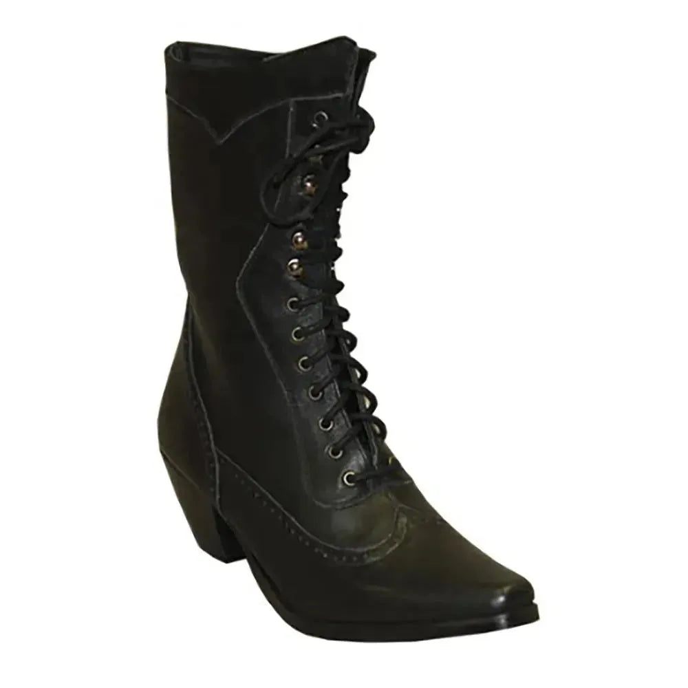 Abilene Lace Up - Womens Leather Cowgirl Boot Black Regular