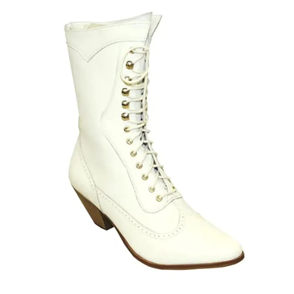 Abilene Lace Up - Womens Leather Cowgirl Boot White Regular