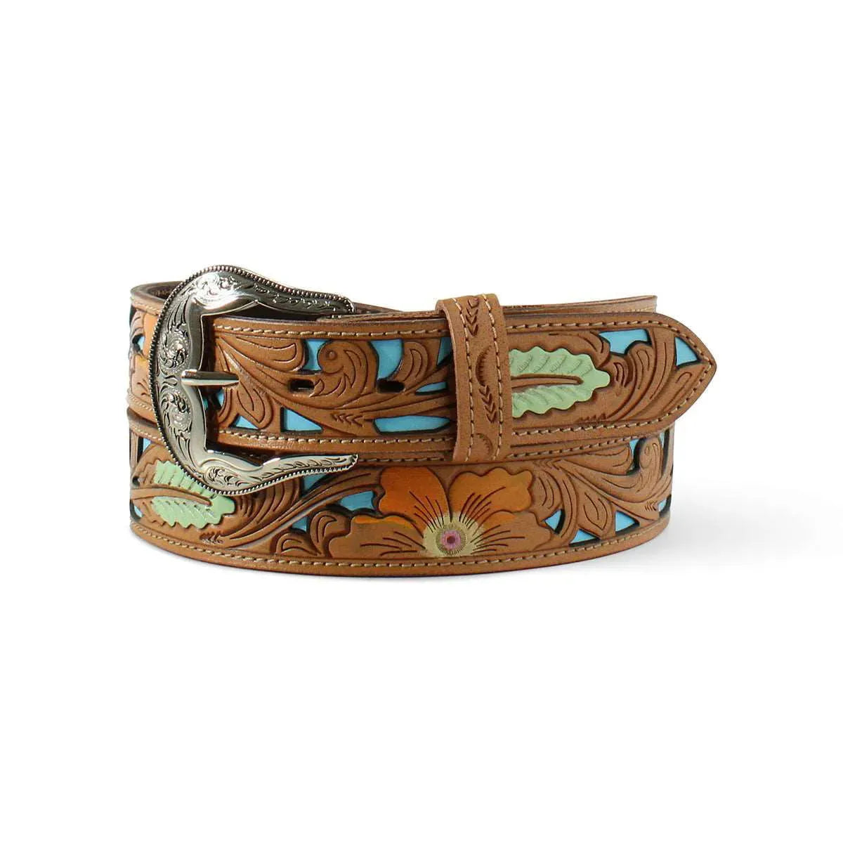 Ariat Floral Hand Painted- Womans Leather Belt (Closeout) Brown