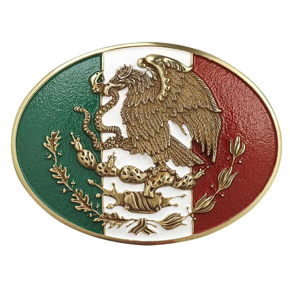 Ariat Oval Mexican Flag - Belt Buckle Gold