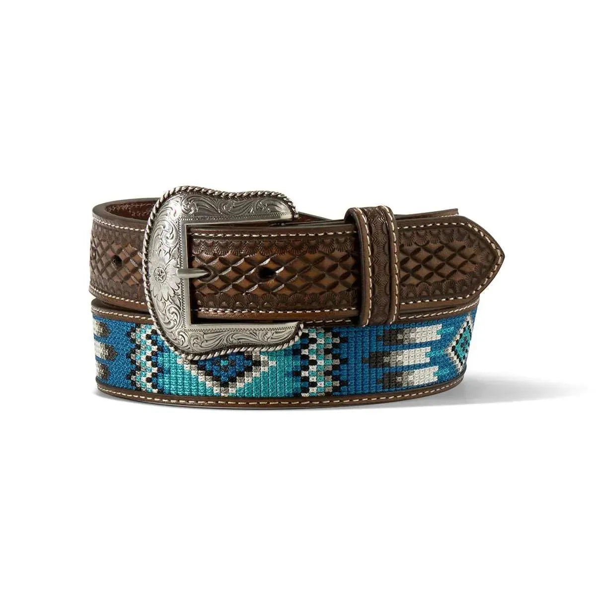 Ariat Southwestern Embroidered Sky- Mens Leather Belt Brown