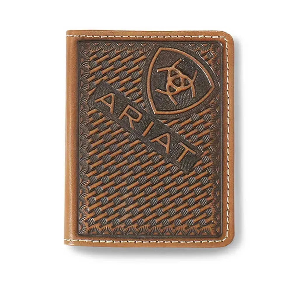 Ariat Sunburst Basketweave (Brown) - Men's Bifold Wallet Brown