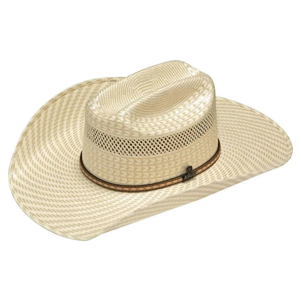 Ariat Two Tone Woven Double S (A73182) - (20X) Straw Cowboy Hat Natural Tan
