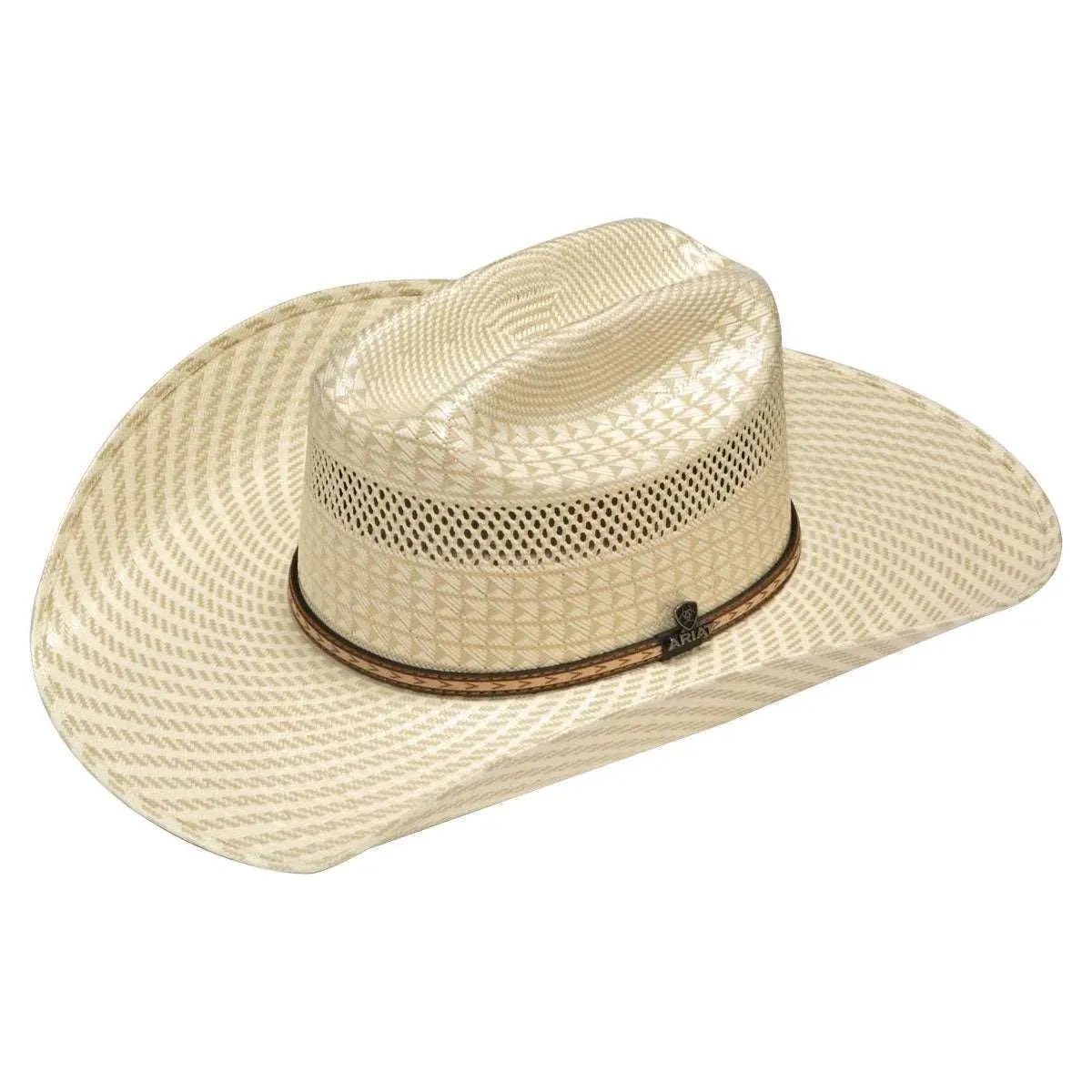 Ariat Two Tone Woven Double S (A73182) - (20X) Straw Cowboy Hat Natural Tan