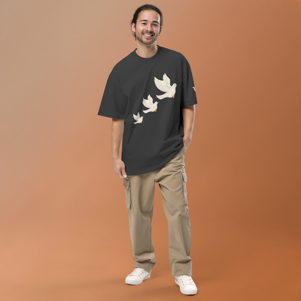 Landa Three Dove Oversized faded t-shirt